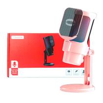 Microfone Gamer Condensador RGB Rosa