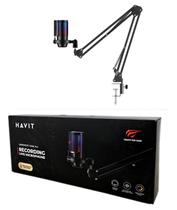 Microfone Gamer Condensador Usb Havit Gk50 Pro Rgb Preto