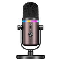 Microfone Gamer De Mesa Rise Mode Elite 09, RGB, USB-C, Preto e Ocre - RM-ME-09-BOC