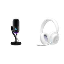 Microfone Gamer Dinâmico RGB Logitech G Yeti GX + Headset Gamer Sem Fio G735