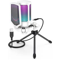 Microfone Gamer Fifine A6V - USB - RGB - Branco