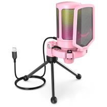 Microfone Gamer Fifine A6V - USB - RGB - Rosa Microfone Gamer Fifine A6V - USB - RGB - Rosa