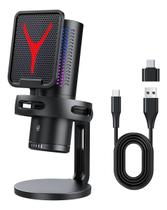 Microfone Gamer Fifine Ampligame A8 Plus RGB, USB, Cardioide e Omni, Preto A8PLUS