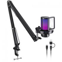 Microfone Gamer Maono DGM20S, RGB, USB, Black, Com Braço Articulado Microfone Gamer Maono DGM20S, RGB, USB, Black, Com Braço Articulado