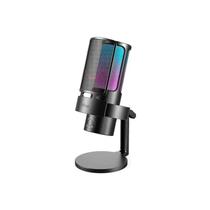 Microfone Gamer Profissional USB Tipo C RGB - Preto