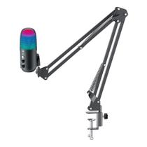 Microfone Gamer Rise Mode Elite 04 RGB, com Suporte de Mesa, Conexão P3 e USB-C, Plug & Play, Preto - RM-ME-04-B Microfone Gamer Rise Mode Elite 04 RGB, com Suporte de Mesa, Conexão P3 e USB-C, Plug & Play, Preto - RM-ME-04-B