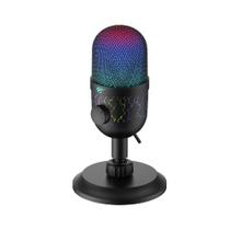 Microfone Gamer Stream Havit Gk52 Rgb Omnidirecional Preto