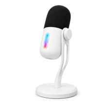 Microfone Gamer USB Condensador RGB Cardioide Plug and Play com Monitoramento de Áudio para Streaming, Podcast e Jogos