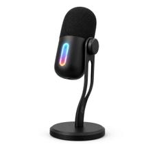 Microfone Gamer USB Condensador RGB Cardioide Plug and Play com Monitoramento de Áudio para Streaming, Podcast e Jogos