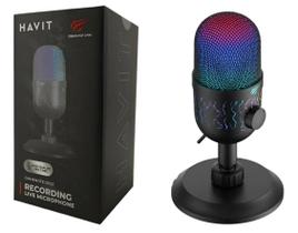 Microfone Gamer Usb Mesa Havit Gk52 Rgb Omnidirecional Preto