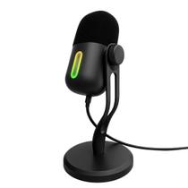 Microfone Gamer USB RGB Cardioide Streaming Plug Play Preto