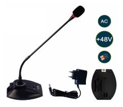 Microfone Gooseneck 43cm Phantom Power Pilha Fonte Ac Brasom
