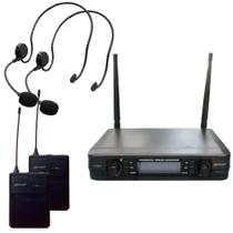 Microfone Headset Sem Fio Duplo Lexsen LM502M-HH Multi Frequência