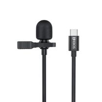 Microfone Hook De Lapela Com fio Type-c com clip de fivela fixação Modelo- If 031 Cor Preto