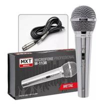 Microfone Igreja Microfone MXT Metal Áudio Profissional Prata Cabo 4.5M M-1138