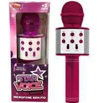 Microfone Infantil Bluetooth Karaoke Rosa Sem Fio Usb - Zoop