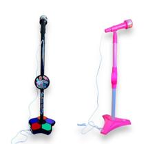 Microfone Infantil Brinquedo Com Pedestal Apoio Conecta MP3 Celular