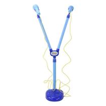 Microfone Infantil Brinquedo Duplo Karaoke Azul Menino - D TOYS