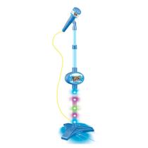 Microfone Infantil Brinquedo Pedestal com Luz Conecta MP3 Celular DM Toys DMT5897 Azul