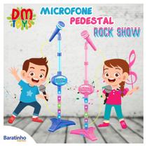 Microfone Infantil C/ Pedestal Som e Luz Conecta Ao Celular - DM Toys