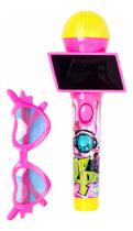 Microfone Infantil Com Luz Som + Óculos Brinquedo Musical