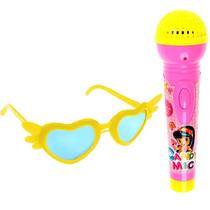 Microfone infantil com óculos de coração Meu Microfone Pop Star