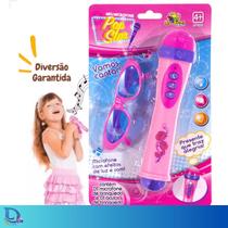 Microfone Infantil Com Óculos Luz e Som Menina Brinquedo Pop - Microfone com Oculos infantil