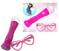 Microfone Infantil Com Óculos Luz E Som Menina Rosa Luzes Microfone Infantil Com Óculos Luz E Som Menina Rosa Luzes