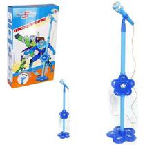 Microfone Infantil com Pedestal Auto falante Amplificante de Som Azul