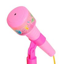 Microfone infantil com pedestal e luzes rosa - importway