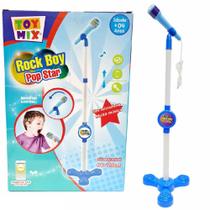 Microfone Infantil Com Pedestal Som E Luz Conecta Celular 83cm