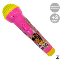 Microfone Infantil Com Som E Luz Rosa 17Cm Candy Mic