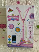 Microfone infantil duplo com Karaokê pedestal conecta no celular -toys X
