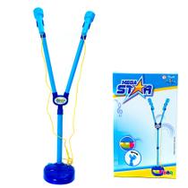 Microfone Infantil Duplo Emite Som e Luzes Mega Star Azul BB Microfone Infantil Duplo Emite Som e Luzes Mega Star Azul BB