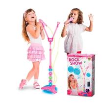 Microfone Infantil Duplo Rockshow Music Mp3 Luz Amplificado ROSA