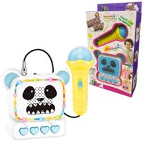 Microfone Infantil E Caixa De Som Brinquedo Musical De Urso Para Crianças Ursinho Colorido Meninas e Meninos