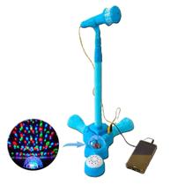 Microfone Infantil Karaokê Luz Som Pedestal conecta celular