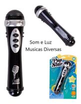 Microfone Infantil Musical com Musica e luz Pop Star