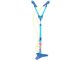 Microfone Infantil Musical Duplo C Luz Na Base Infantil Azul Microfone Infantil Musical Duplo C Luz Na Base Infantil Azul