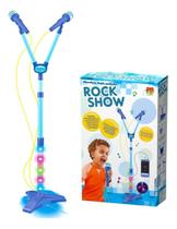 Microfone Infantil Musical Duplo C Luz Na Base Infantil Azul Microfone Infantil Musical Duplo C Luz Na Base Infantil Azul