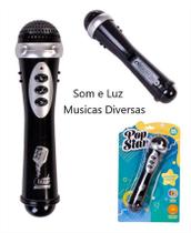 Microfone Infantil Musical Pop Star Preto - ARK