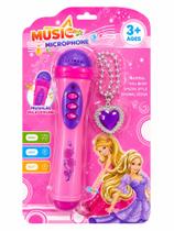 Microfone Infantil Musical Rosa Com Colar