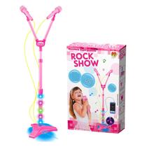 Microfone Infantil Rosa C/ Som E Entrada Mp3 Criança Cantar - DM Toys