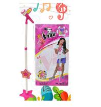 Microfone Infantil Rosa Com Pedestal Conecta ao Celular - 99 Toys