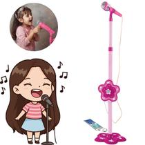Microfone Infantil Rosa Com Pedestal Para Menina