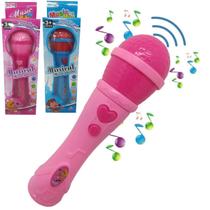 Microfone Infantil Sai A Voz E Musical Brinquedo Leve 2 Peça