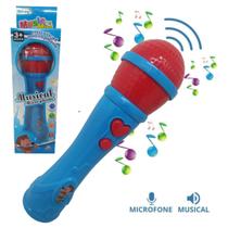 Microfone Infantil Sai A Voz E Musical Brinquedo Leve 2 Peça