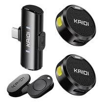 Microfone Kaidi Tipo C Duplo Sem Fio Lapela Redondo Micro Wireless
