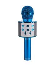 Microfone Karaoke Azul Bluetooth Sem Fio Repórter Usb
