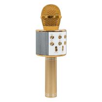 Microfone Karaoke Bluetooth Sem Fio Recarregável - Dourado - Liba